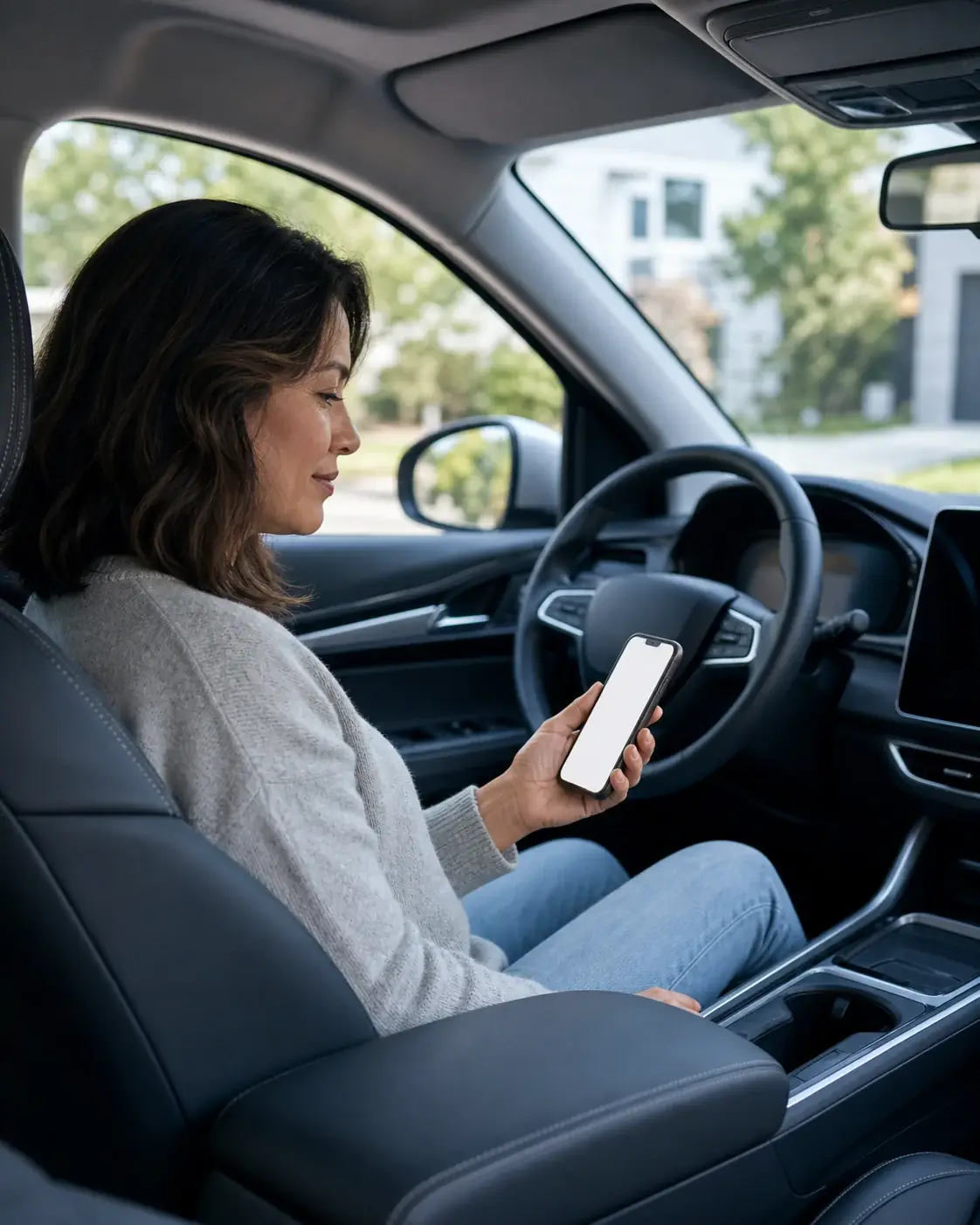 A buyer reviewing a vehicle decision with guidance